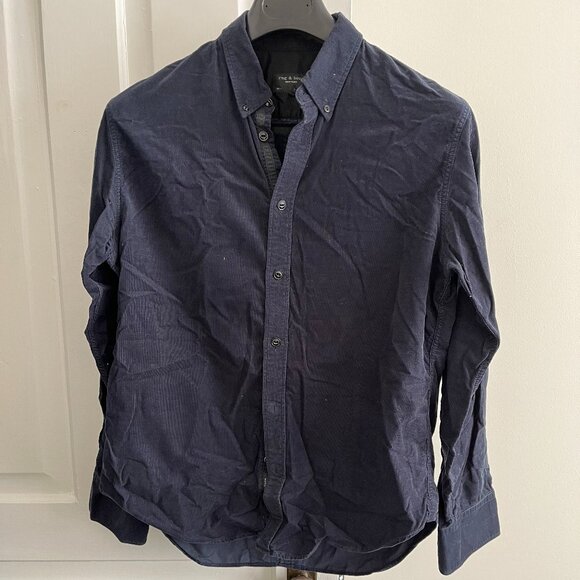 Rag and Bone Navy Cord LS Shirt -- Medium - Picture 1 of 5